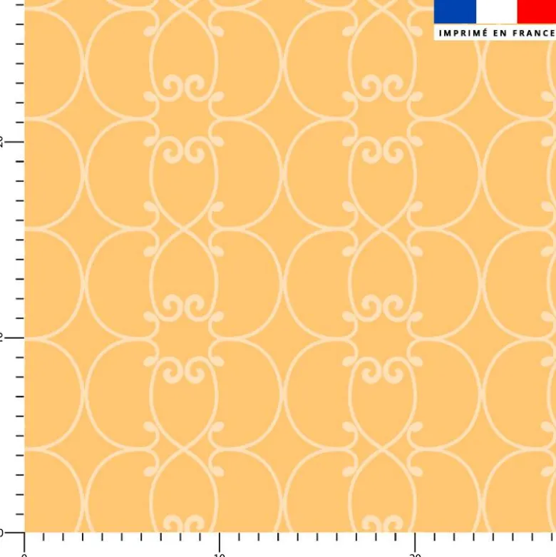 Arabesques beige clair - Fond abricot