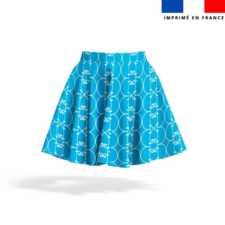 Arabesques blanc - Fond bleu