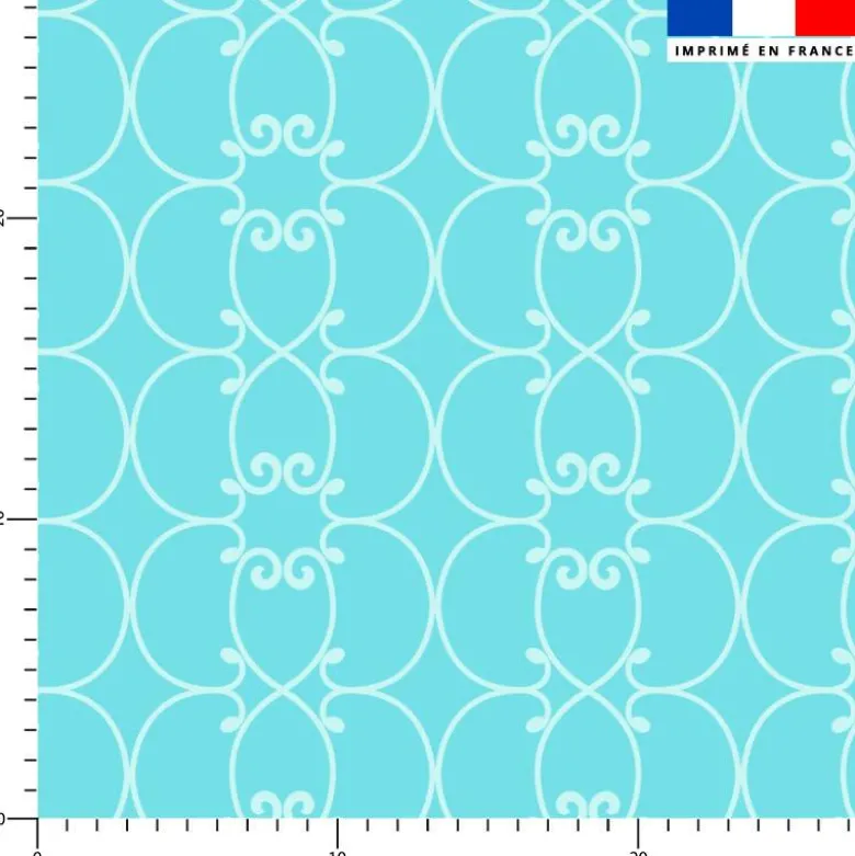 Arabesques bleu clair - Fond bleu