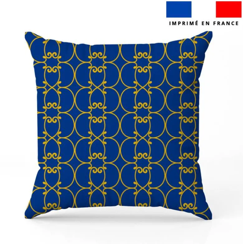 Arabesques jaune- Fond bleu roi