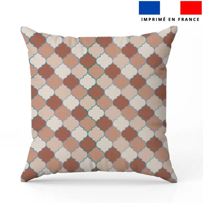 Arabesques orientales beige et chocolat - Fond écru