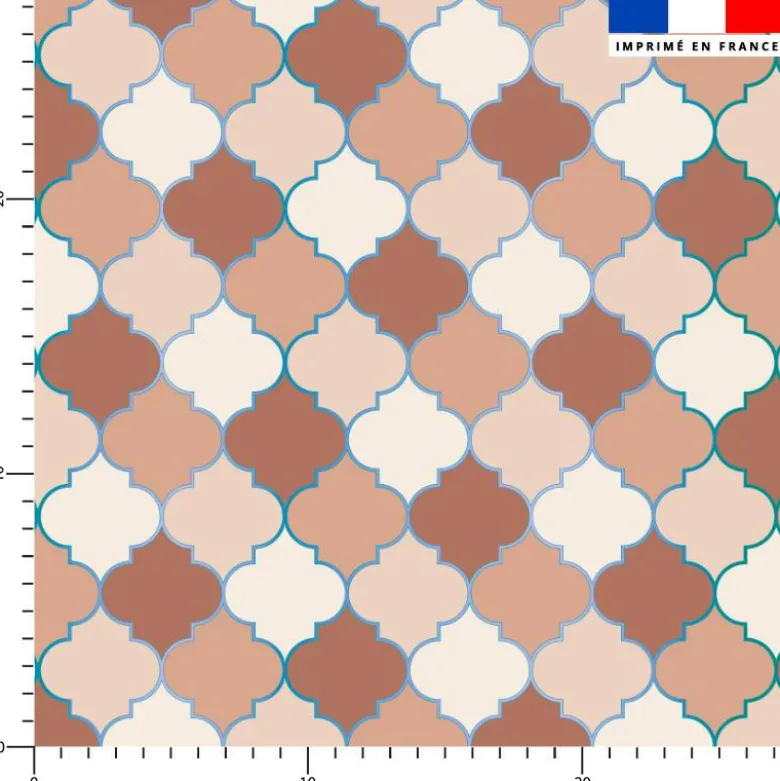 Arabesques orientales beige et chocolat - Fond écru