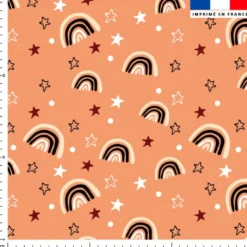 Arc-en-ciel beige - Fond orange