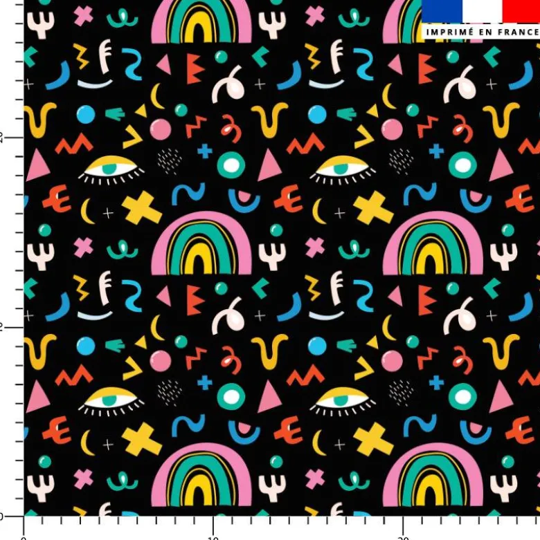 Arc en ciel et fantaisies multicolores - Fond noir