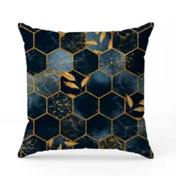 Art déco feuille dorée - Fond bleu foncé