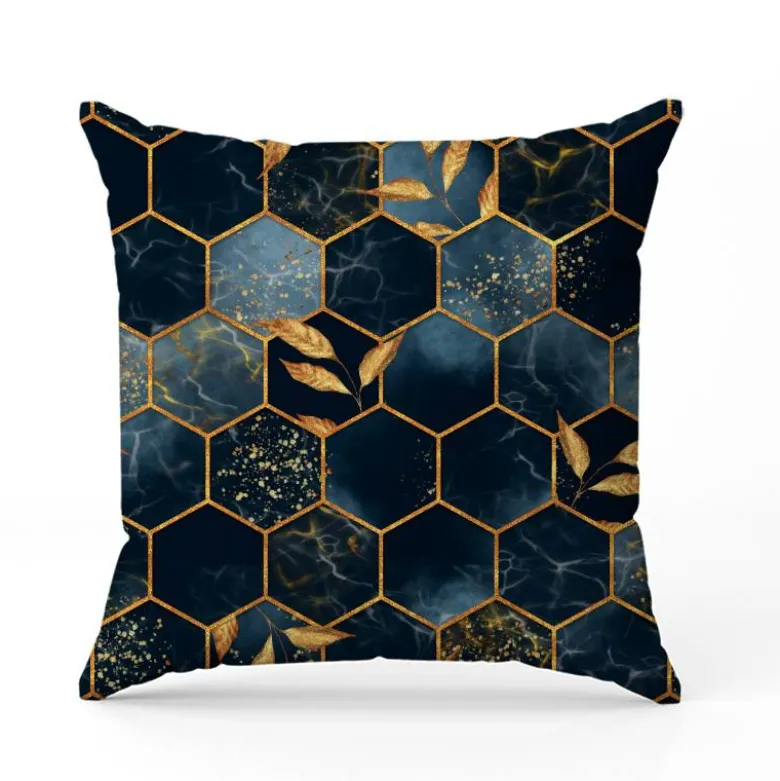 Art déco feuille dorée - Fond bleu foncé