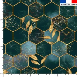 Art déco feuille dorée - Fond bleu canard