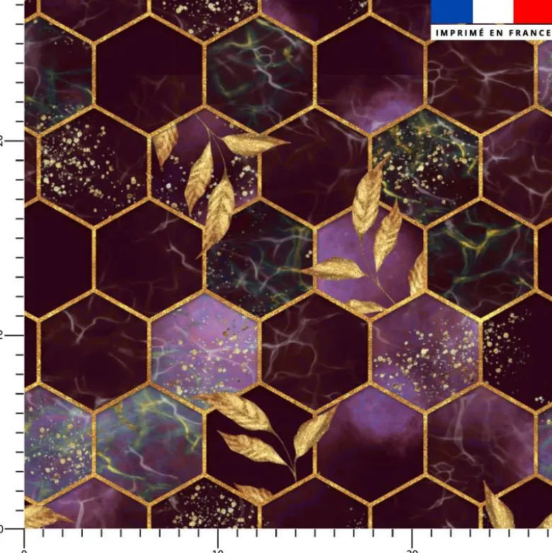 Art déco feuille dorée - Fond bordeaux