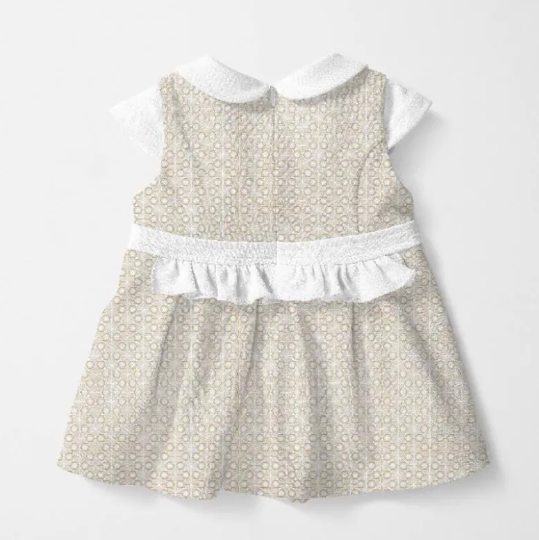 Asanoha doré fleur blanche - Fond gris