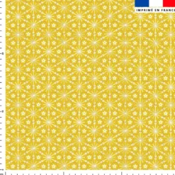 Asanoha doré fleur blanche - Fond jaune