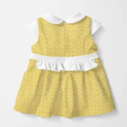 Asanoha doré fleur blanche - Fond jaune