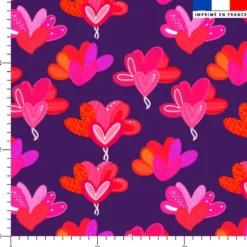 Ballons de coeurs roses - Fond violet