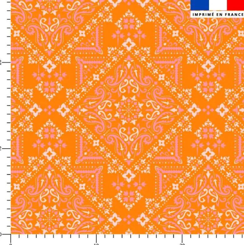 Bandana blanc et rose - Fond orange