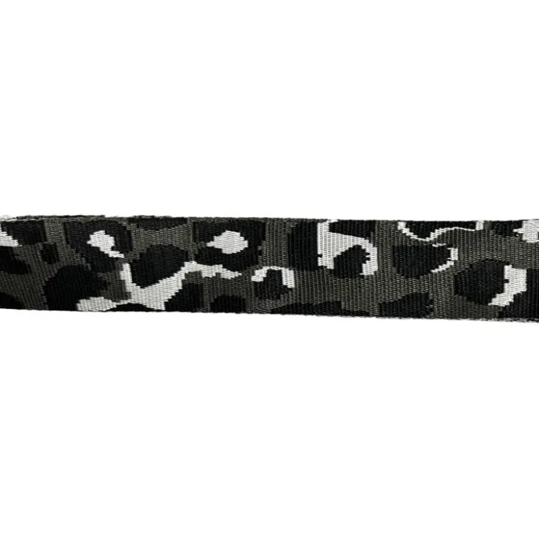 Bandoulière sangle léopard 38mm anthracite et gris galet