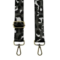 Bandoulière sangle léopard 38mm anthracite et gris galet