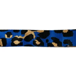 Bandoulière sangle léopard 38mm bleu roi et ocre