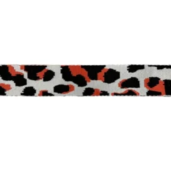Bandoulière sangle léopard 38mm blanc grisé et rouge orangé