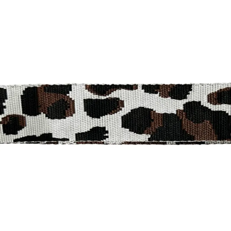 Bandoulière sangle léopard 38mm gris galet et marron