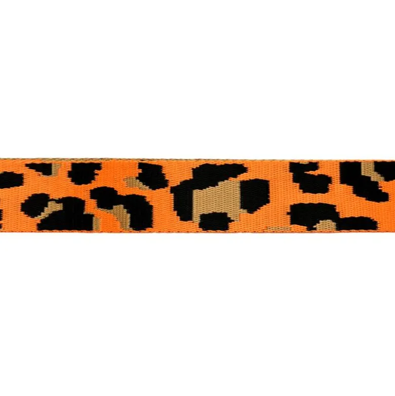 Bandoulière sangle léopard 38mm orange fluo et ocre