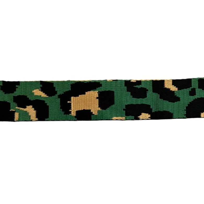 Bandoulière sangle léopard 38mm verte et ocre