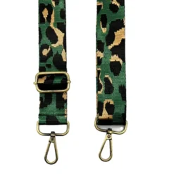 Bandoulière sangle léopard 38mm verte et ocre