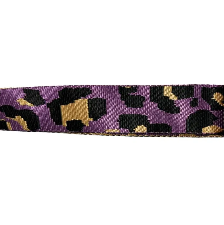 Bandoulière sangle léopard 38mm violette et ocre