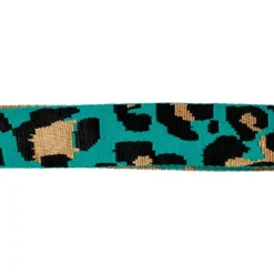 Bandoulière sangle léopard 38mm vert turquoise et ocre