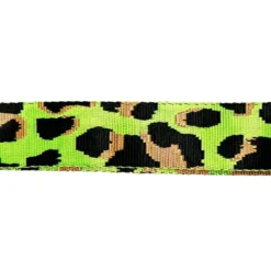 Bandoulière sangle léopard 38mm vert fluo et ocre