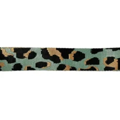 Bandoulière sangle léopard 38mm vert sauge et ocre