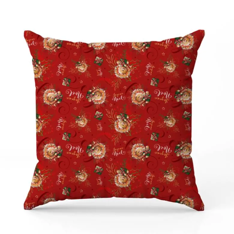 Bébé lion de Noël - Fond rouge - Création Stillistic