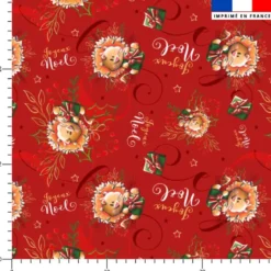 Bébé lion de Noël - Fond rouge - Création Stillistic