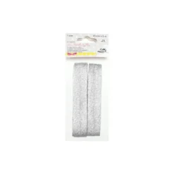 Biais 20mm thermocollant lamé argent