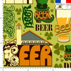 Bière et motif fantaisie St Patrick - Fond vert clair