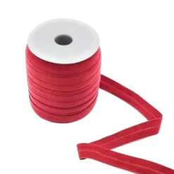 Bobine de 50m biais plat élastique pré-plié 20 mm rouge