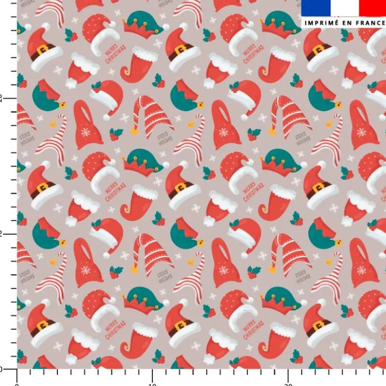 Bonnet de Noel - Fond gris