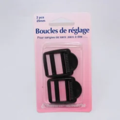 Boucles de règlage en plastique noir X2 Taille 25mm