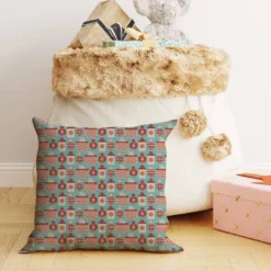 Boule de noel et cadeau rouge et beige - Fond vert de gris