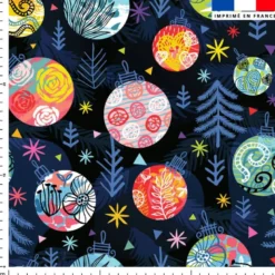 Boule de noel fleurie - Fond bleu nuit