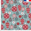 Boules de noel rouges - Fond bleu de gris