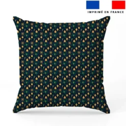 Boules de Noël or et houx vert - Fond bleu nuit