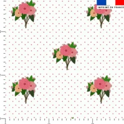 Bouquet de dahlias et pois fuchsia - Fond blanc - Création La Fossette