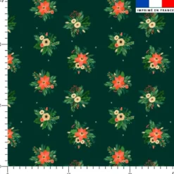 Bouquets de fleurs de Noël - Fond vert foncé