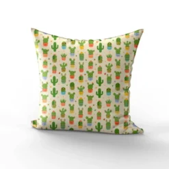 Cactus kawaii en pots - Fond crème