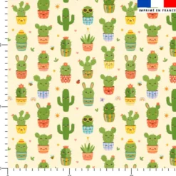 Cactus kawaii en pots - Fond crème