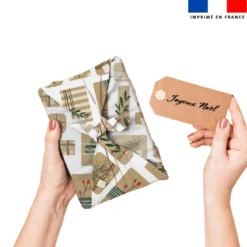 Cadeau de Noel en papier kraft - Fond blanc