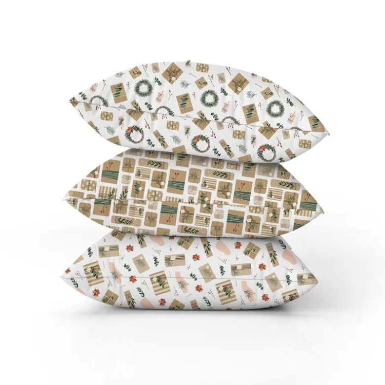 Cadeau de Noel en papier kraft - Fond blanc