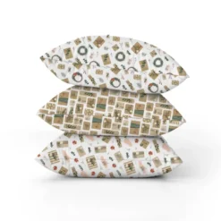 Cadeau papier kraft et couronne de fleur de Noel - Fond blanc