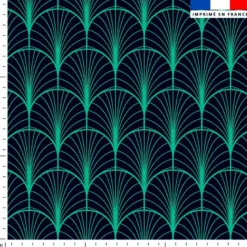 Écaille art déco vert - Fond bleu