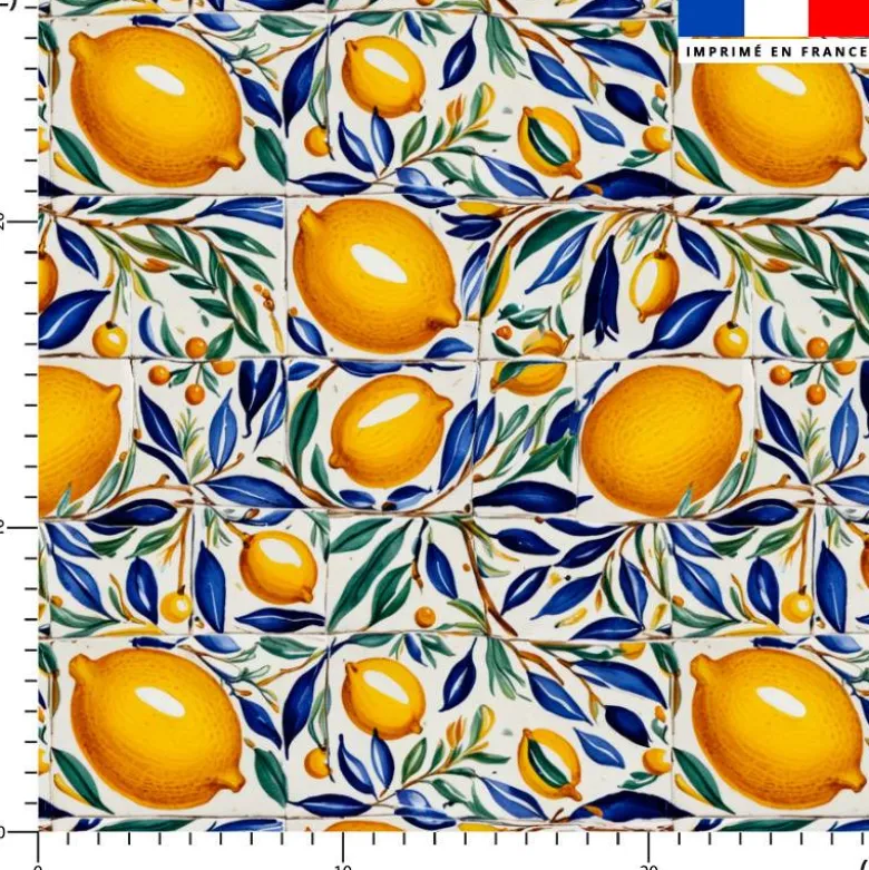 Carreaux motifs citrons - Fond blanc