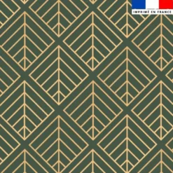 Carré géométrique art déco or - Fond vert kaki